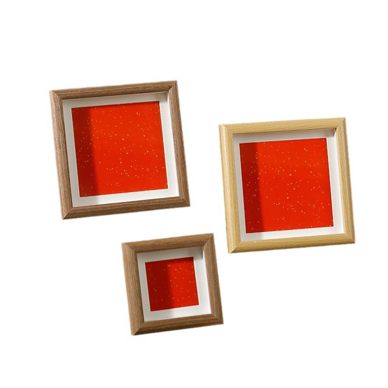 Picture of New Chinese mini photo frame square hollow picture frame decoration three-dimensional wooden handwriting calligraphy desktop decoration