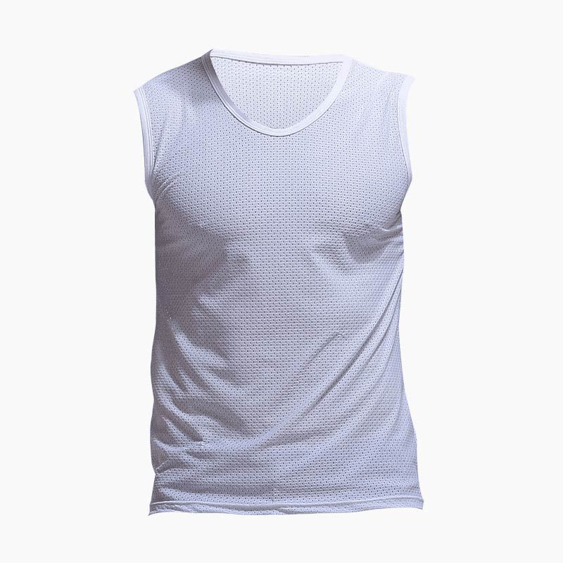 Picture of Summer sports fitness wide shoulder vest breathable ice silk mesh men's vest V-neck sleeveless mesh waistcoat wholesale