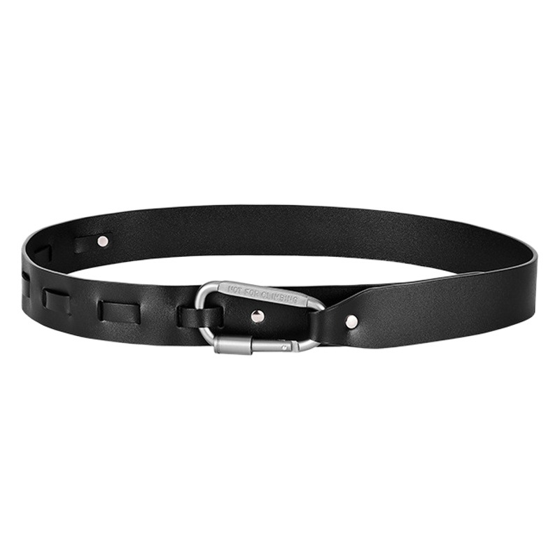 Customized Carabiner Niche Design Cowhide Belt for Men and Women, Genuine Leather, Simple and Versatile Metal Buckle Belt