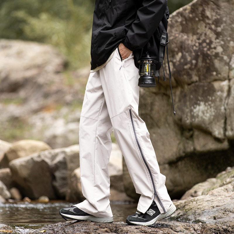 Spring and Autumn Outdoor Charge Pants Men's Waterproof Mountaineering Pants Functional Zipper Straight Workwear Casual Pants for Boys
