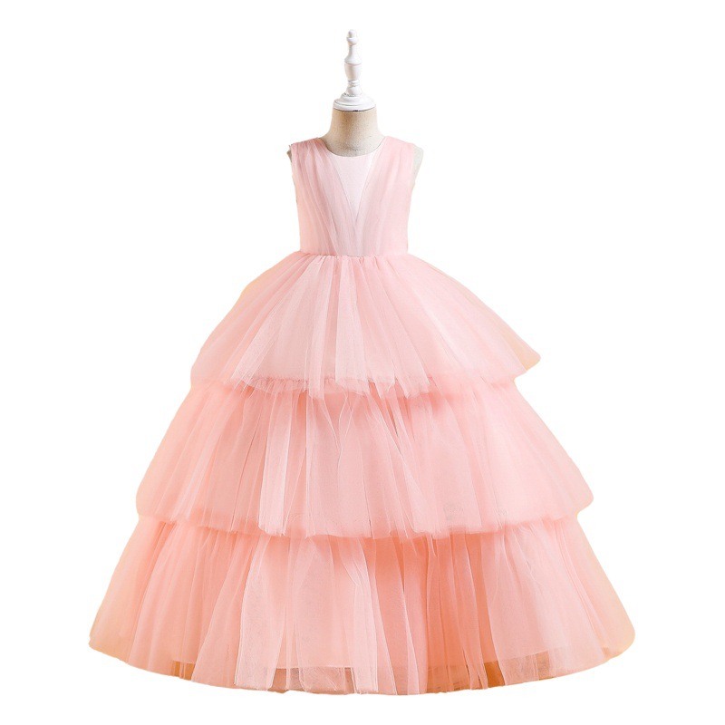 Children's Dress Girl's Princess Dress Poncho Yarn Cake Dress Small Host Flower Girl's Show Piano Performance Dress