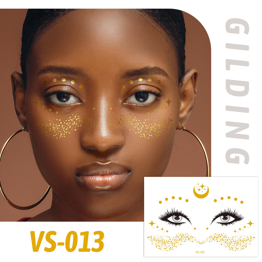 Picture of Cross-border Supply Waterproof Bronzing Electric Syllable Tattoo Sticker European and American Carnival Party Face Sticker Masquerade Freckles