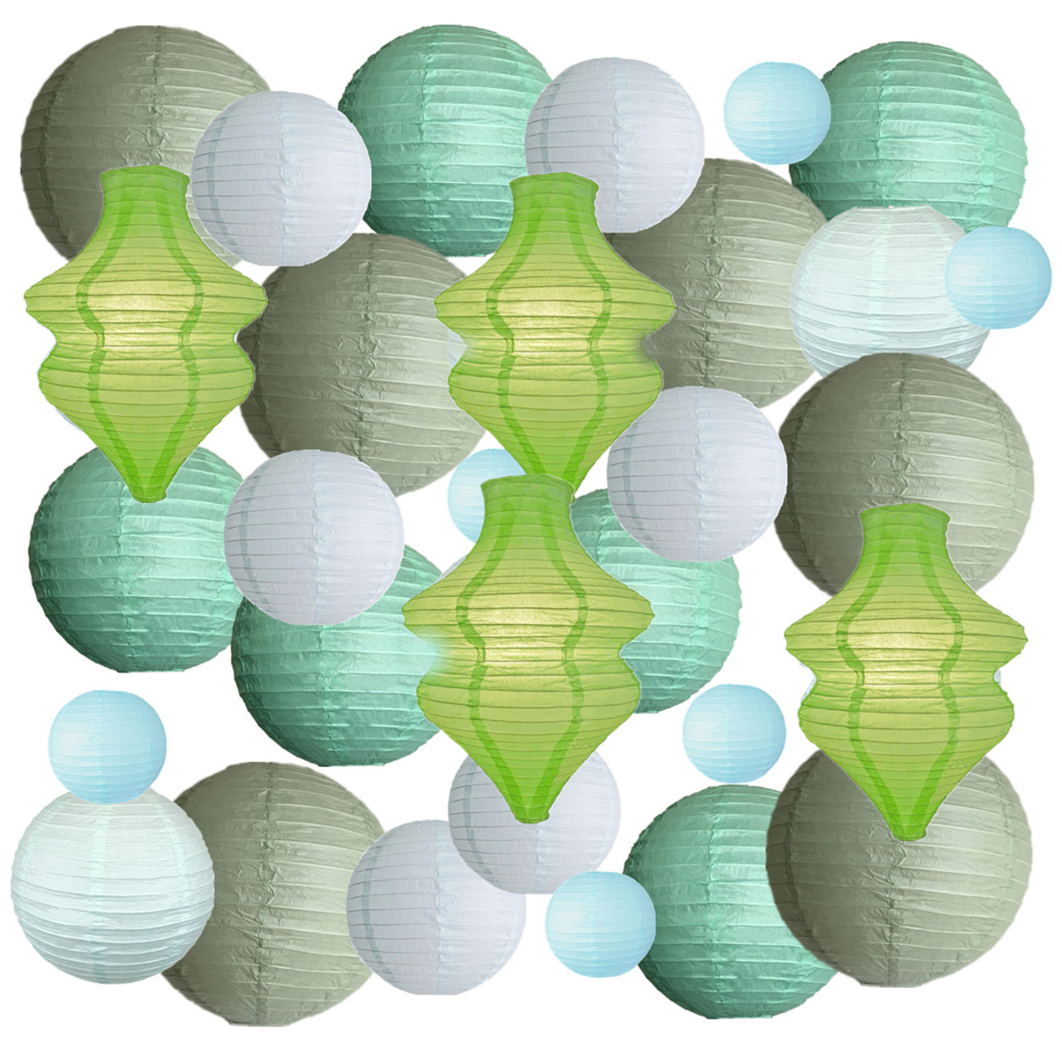 Picture of Spring, Summer, Autumn and Winter Colorfulful Paper Lanterns Round Foldableable Paper Art Combination Set Hanging Lanterns