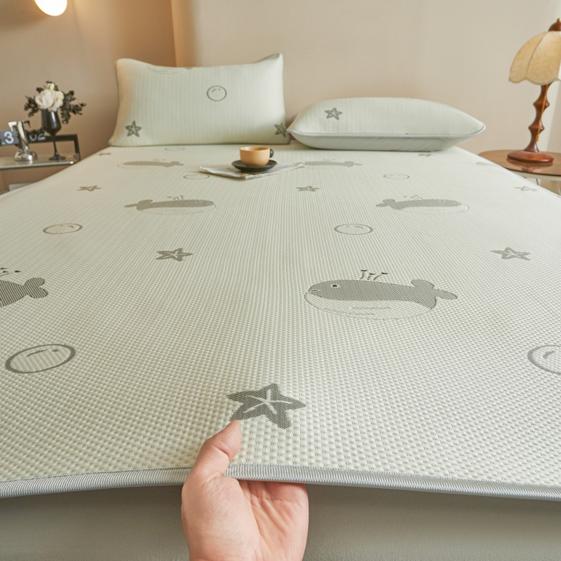 Picture of Class A ice silk mat three-piece set 2025 new summer machine washable antibacterial air conditioning soft mat bed hat 1.8 meters
