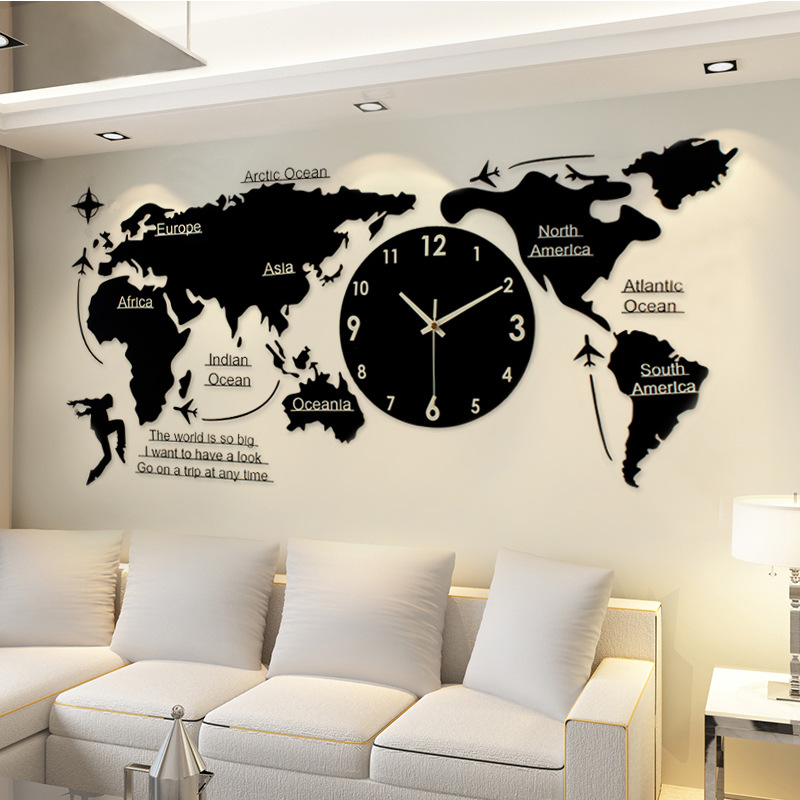 Picture of Cross-Border Map European Clock Decorative Wall Clock Living Room Simple Modern Wall Art Fashion Home Atmospheric Clock