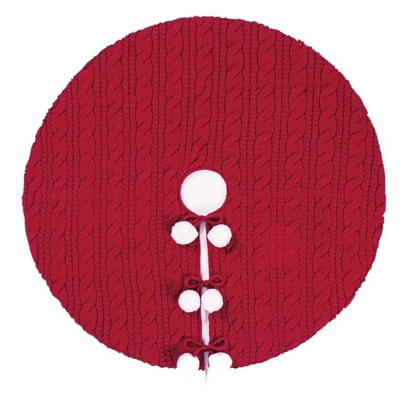 Cross-border Christmas tree skirt white pompom knitted tree skirt tree bottom apron shawl Christmas home decorations wholesale