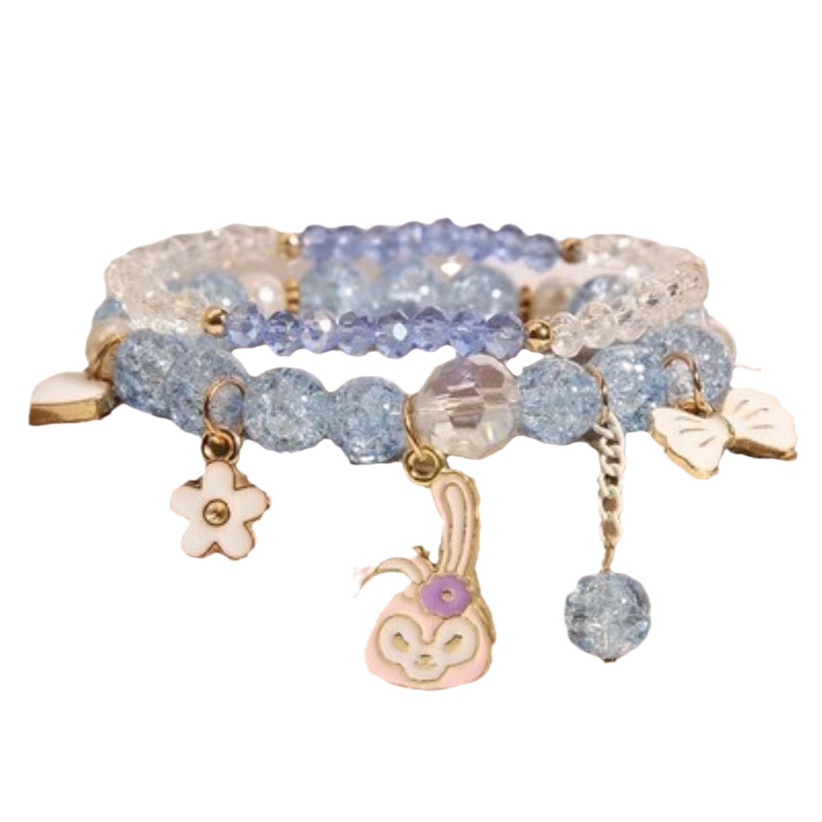 Picture of Cute Rabbit Children's Bracelet Female Princess Little Girl Crystal Beaded Student Korean Style BFF Sisters Bracelet Jewelry