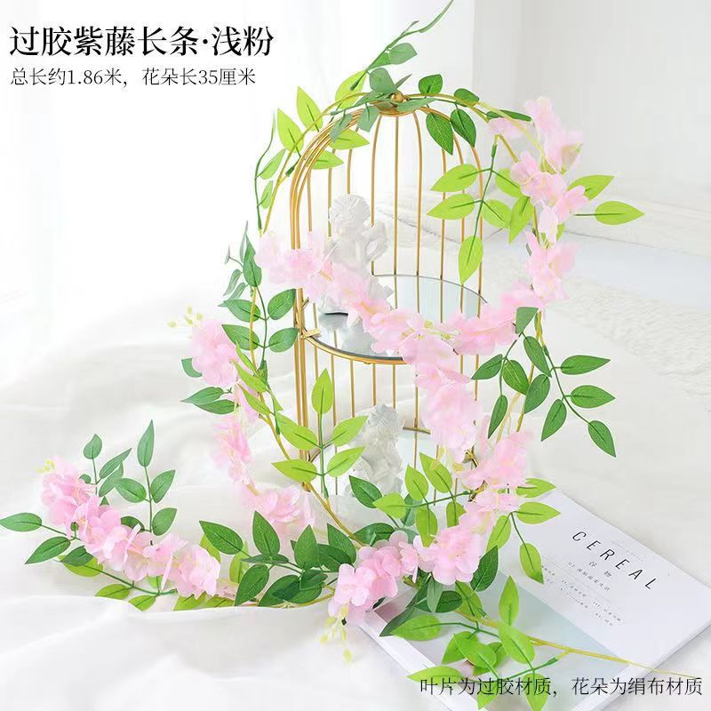 Picture of Simulation wisteria flower false Flower Vine decorative flower winding hanging flower plastic flower Vine string flower plant pipe shading flower