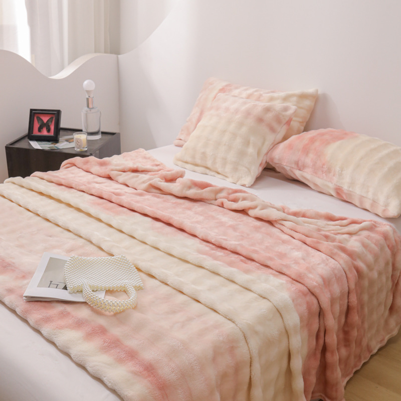 Picture of Amazon Cross-Border Warm Blanket Winter Thickened Blanket Office Milk Velvet Blanket Flannel Solid Color Rabbit Plush Blanket