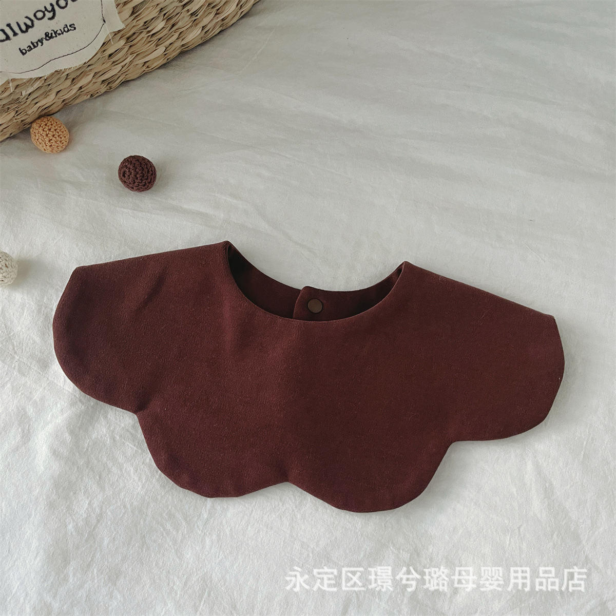 Picture of Korean version of Morandi solid color baby saliva towel cotton petal bib double-sided solid color bib