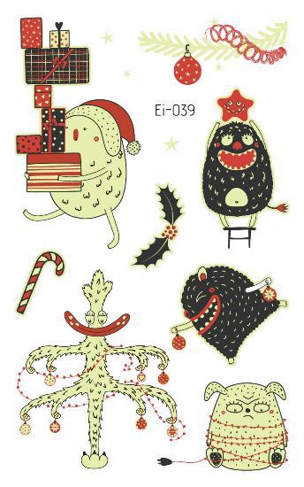 Picture of Cross-border Supply Waterproof Luminous Christmas tattoo Sticker Cartoon Snowman Party Children tattoo Sticker