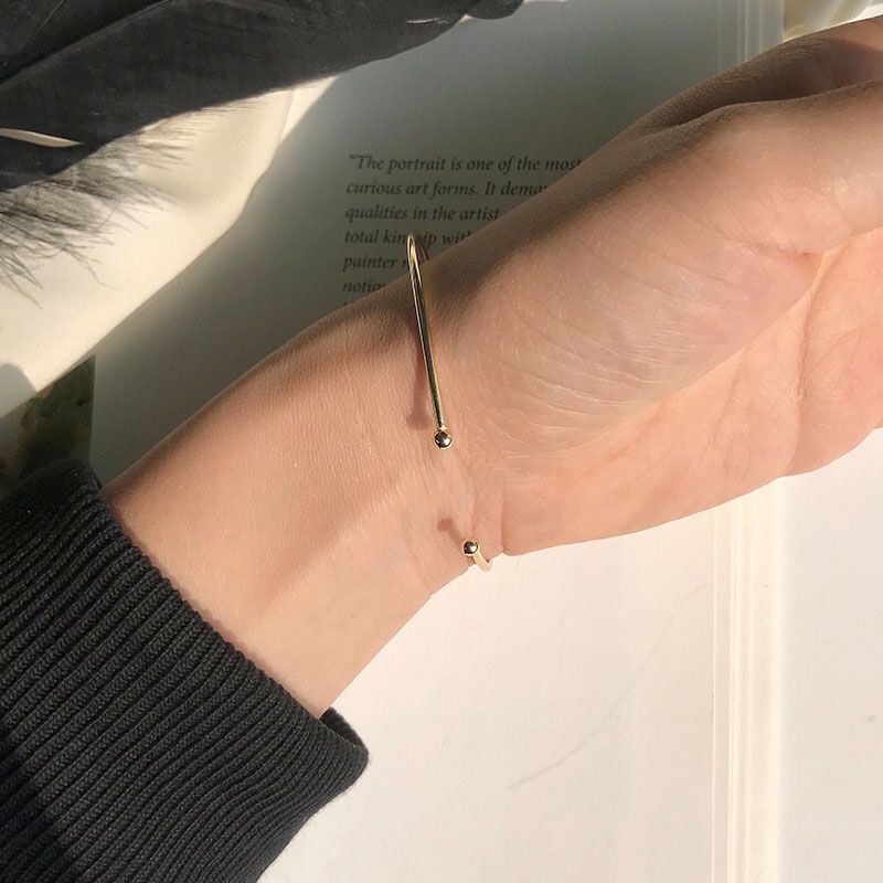 Picture of Extremely Fine Double Round Bead Open Bracelet Ring Simple All-match New Casual All-match Student Best Friend