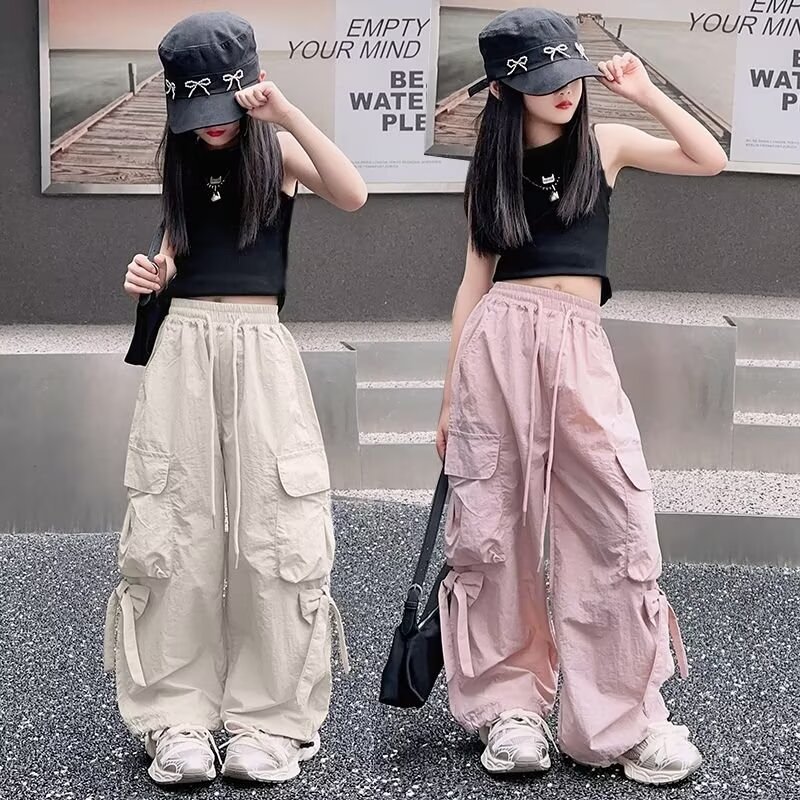 Girls' Spring and Summer 2024 New Western Style Fashionable Summer Children's Summer Thin Work Pants