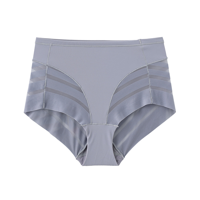 Picture of Cross-border mid-waist mesh ice silk briefs plus size thin breathable European and American sexy striped seamless underwear for women
