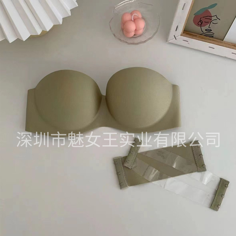 Picture of [Distribution invisible strap] one-piece seamless strapless underwear wedding dress shoulder non-magnetic half cup bra