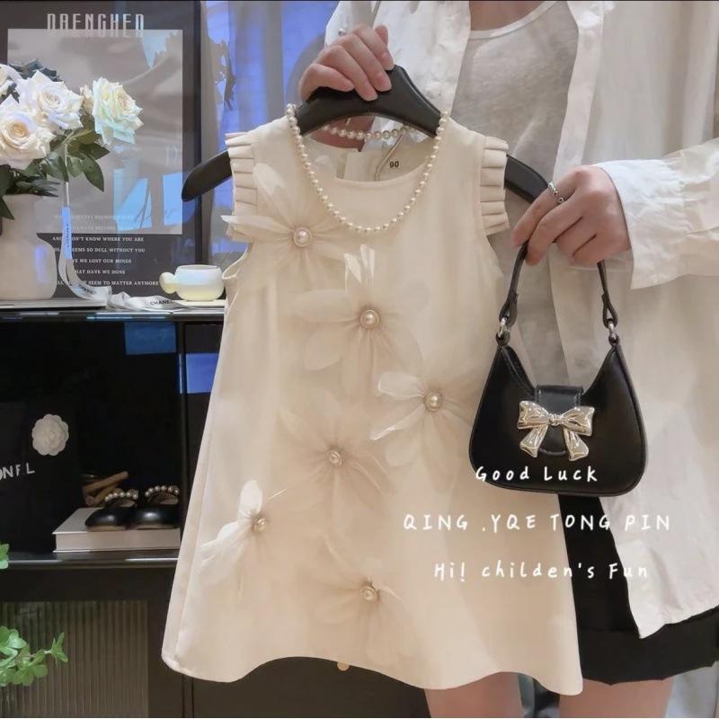 Girl's Stylistic High-end Elegant Flower Sleeveless Princess dress 2024 Summer New 77321
