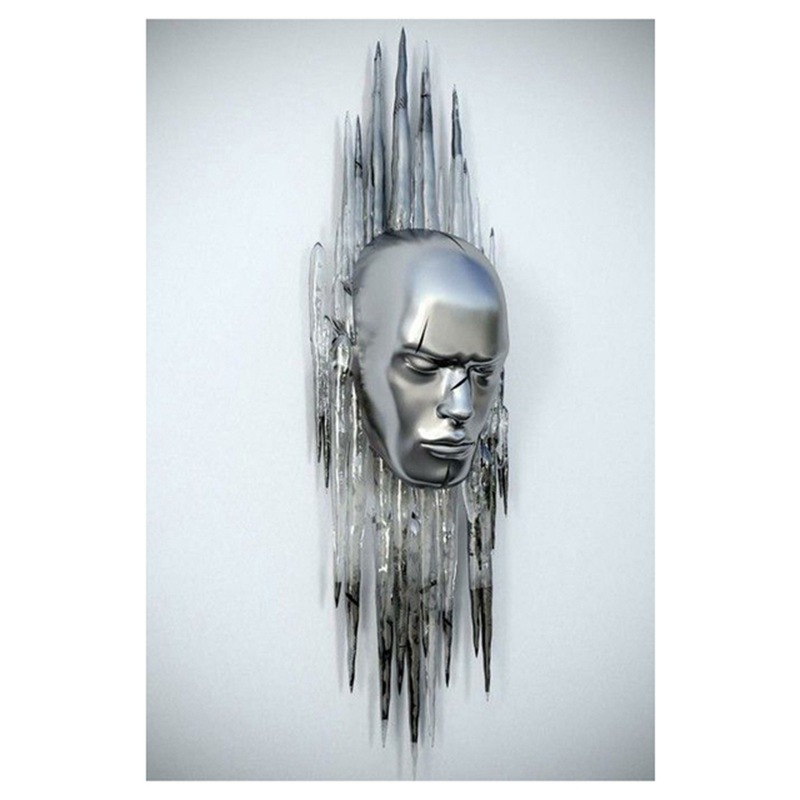 Picture of Scandinavian Home Decoration Canvas Painting Metal Character Statue Poster Hanging Painting Wall Frameless Painting Core Creative Metal
