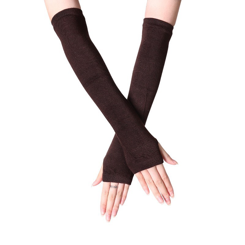 Picture of Korean Style Women's Gloves Half-Finger Gloves Women's Winter Cute Autumn and Winter Long Gloves Arm Covers Fingerless Woolen Gloves