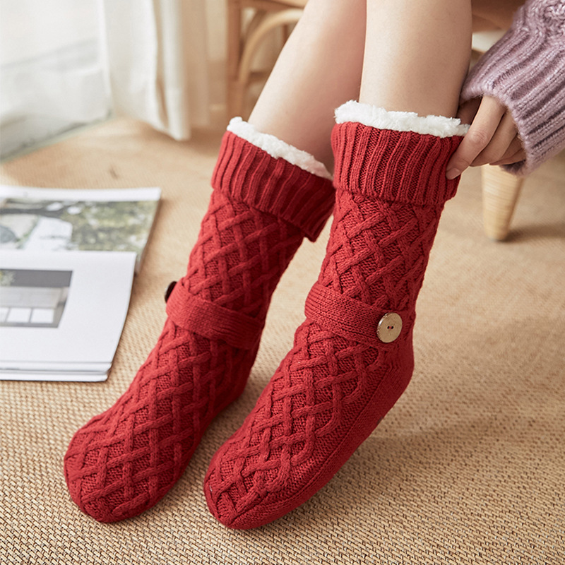 Christmas Socks, Lambswool Floor Socks, Snow Socks, Fleece-Lined Home Sleep Socks, Carpet Socks, Non-Slip Design