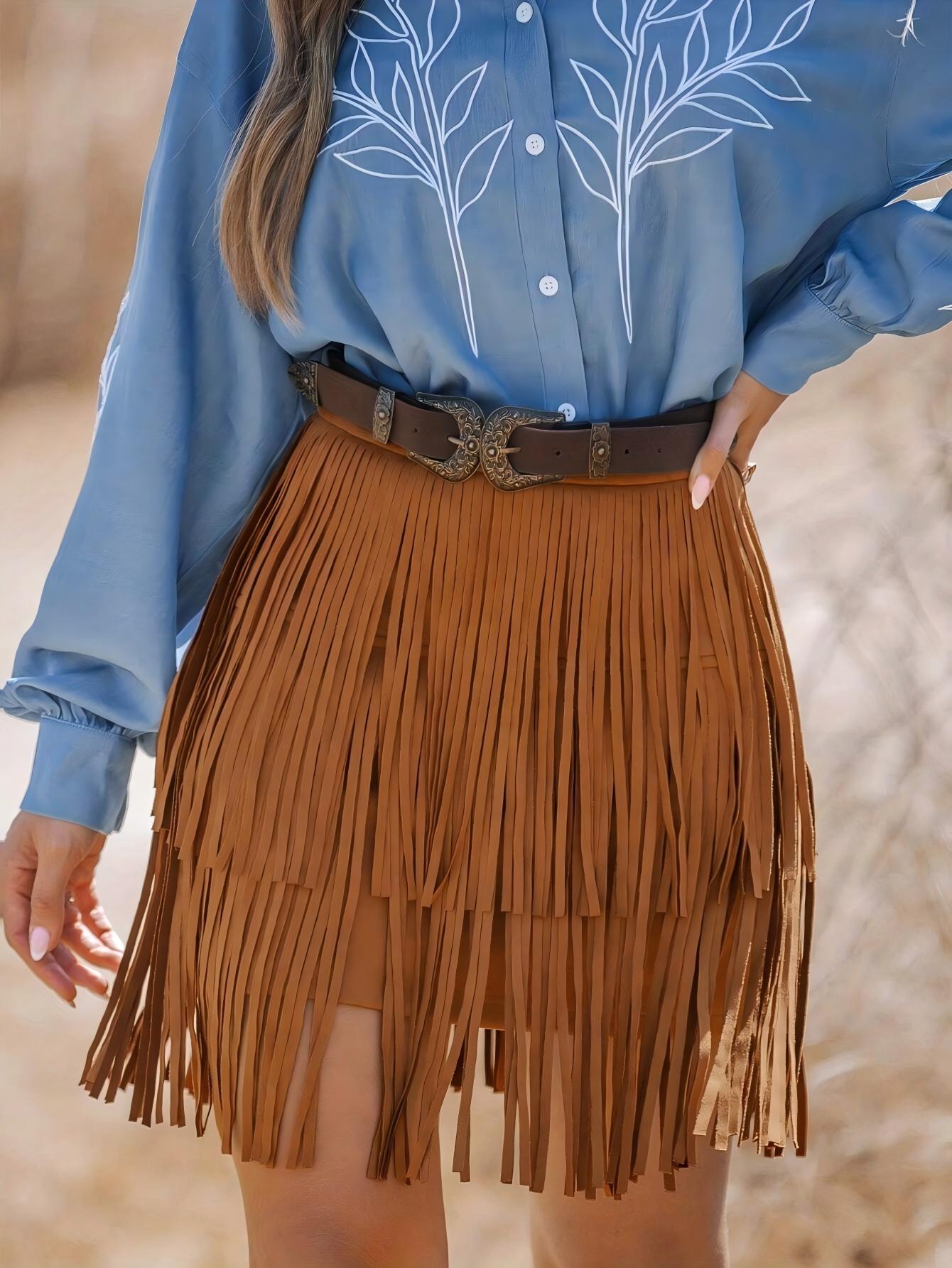 2025 Cross-Border European and American Spring New Retro Style Mesh Tassel Skirt Feminine Short Skirt