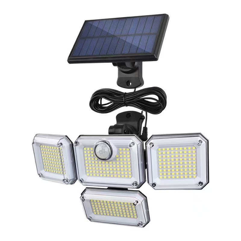 Cross-border new solar wall lamp split garden lamp 4 rotating human body induction LED waterproof outdoor street lamp
