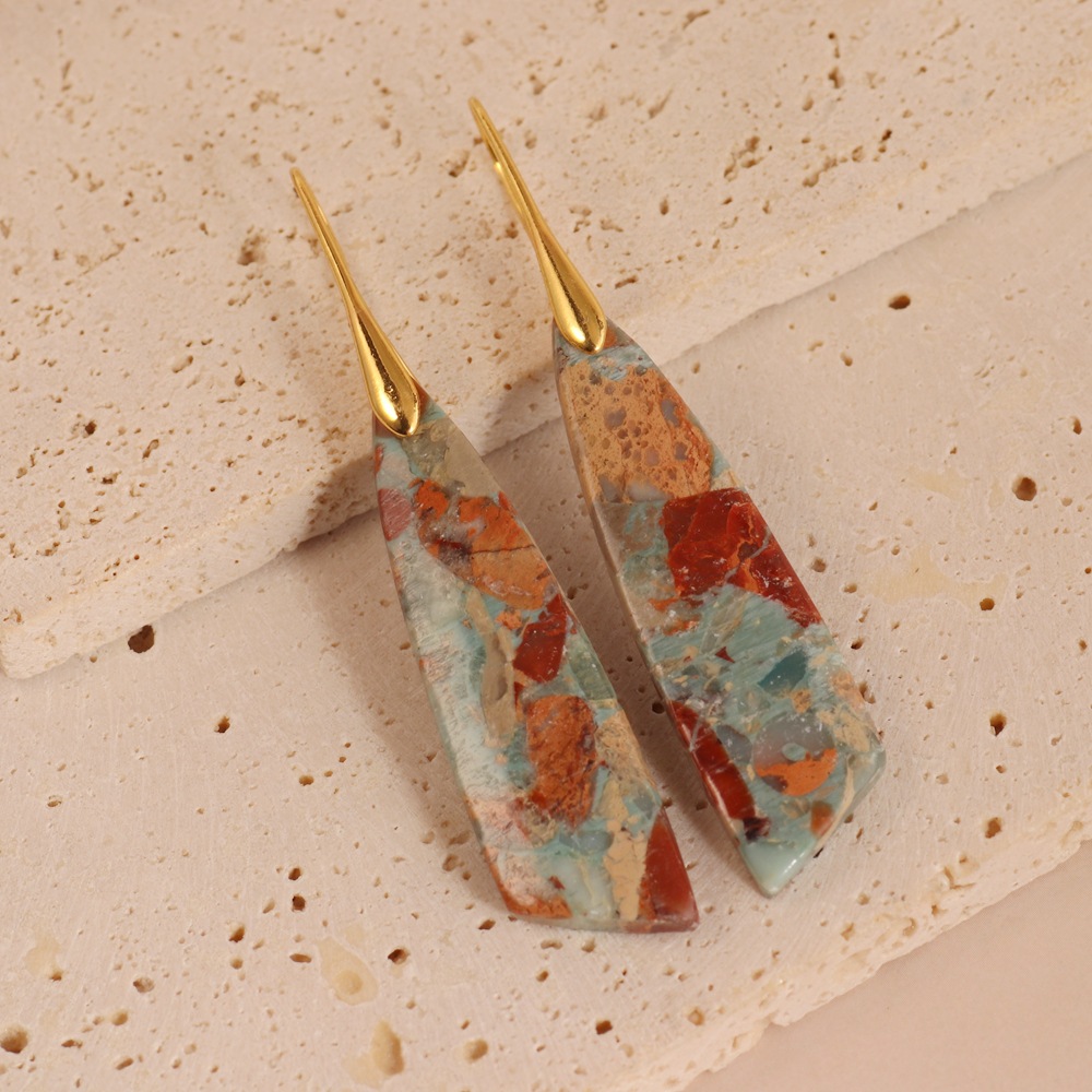 Ethnic Style Geometric Color Emperor Pine Pendant Women's Earrings Creative Earrings