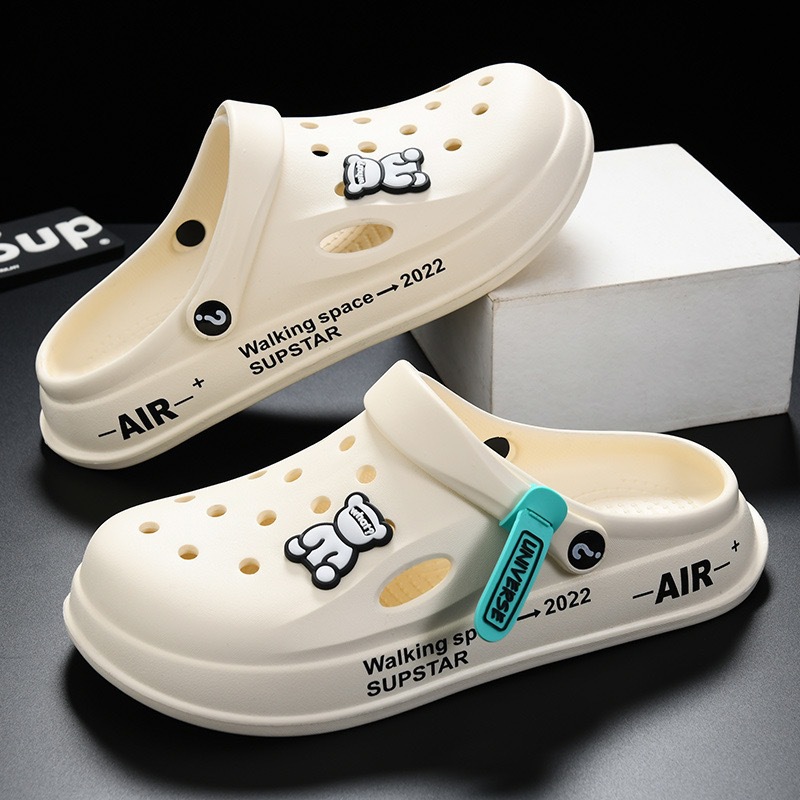 Men's non-slip soles, summer non-slip soft soles, step-on-step-on-the-poop closed-toe slippers, men's outdoor sports thick-soled beach sandals