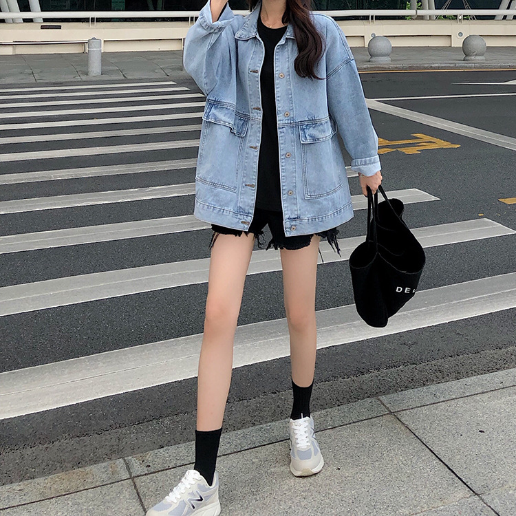 Picture of 2022 Spring and Autumn Denim Jacket Women's Loose Slim All-match New Korean Style Large Size Chubby Girl Student Jacket Top