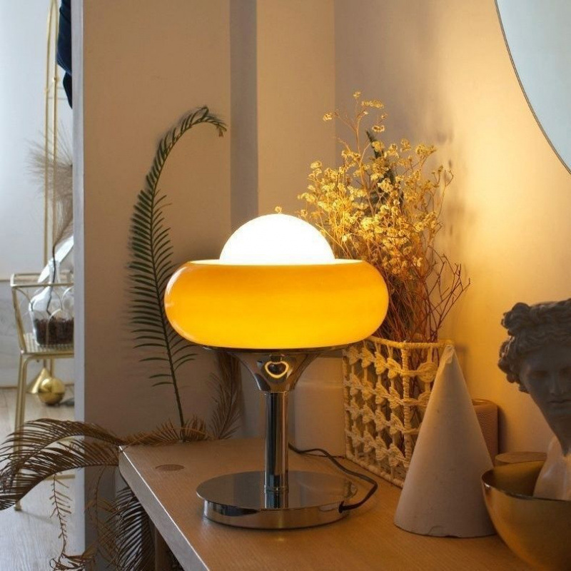 Mushroom Lamp Living Room Floor Lamp Bedroom Bauhaus Vintage Egg Tart Lamp Ins Retro Glass Internet Celebrity Table Lamp Wireless