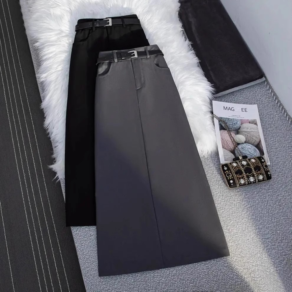 High Waist Slimming Design Sense Straight Skirt Women's Spring Suit All-match Niche Retro Mid-length Skirt Hip Skirt