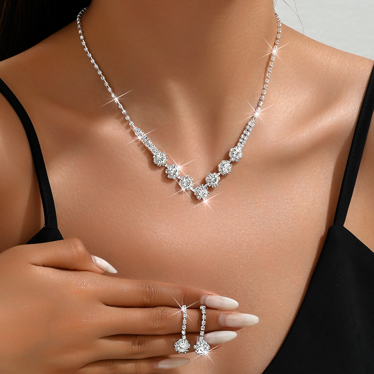 Cross-border spelling Duoduo jewelry suit wedding jewelry wholesale necklace earrings bracelet three-piece evening dress wedding batch