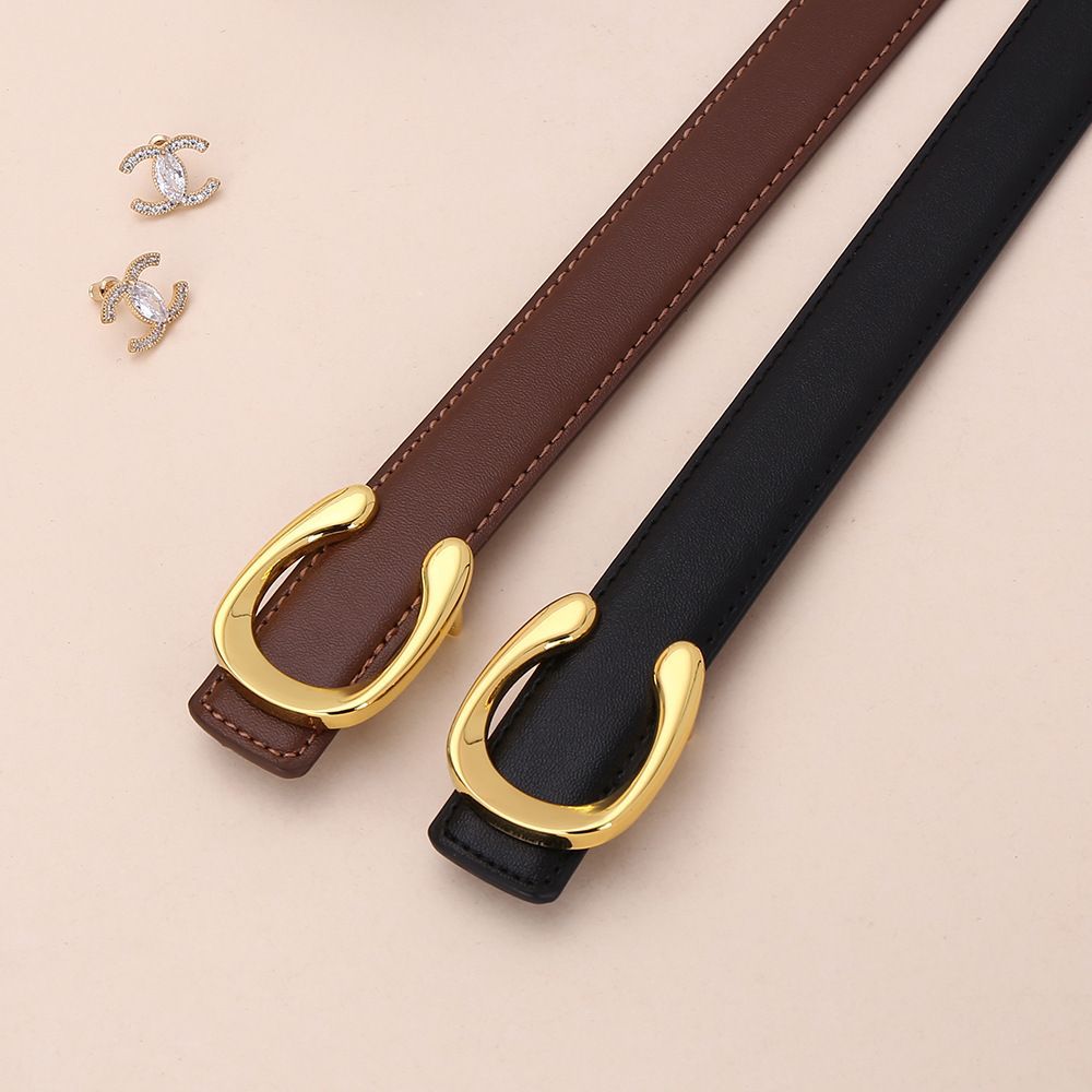 Casual Letter C Buckle Women's Belt for Jeans, Korean Style Versatile Decorative Belt with Letter Embellishments