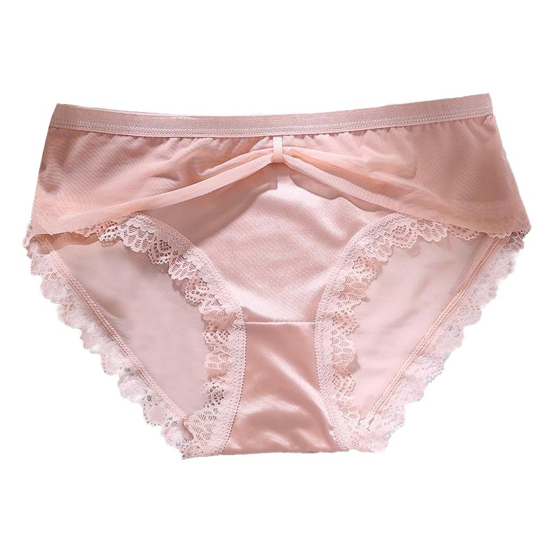 Japanese pure desire mesh underwear girl's mid-low waist comfortable sexy lace breathable cotton crotch seamless women's briefs