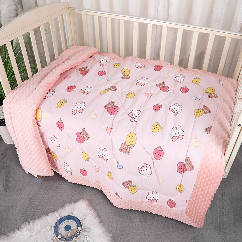 Picture of Spring and Autumn Quilt for Kindergarten Babies, All-Season Blanket, Newborn Swaddle, Bean Velvet Air Conditioning Quilt, Infant Cartoon Pattern