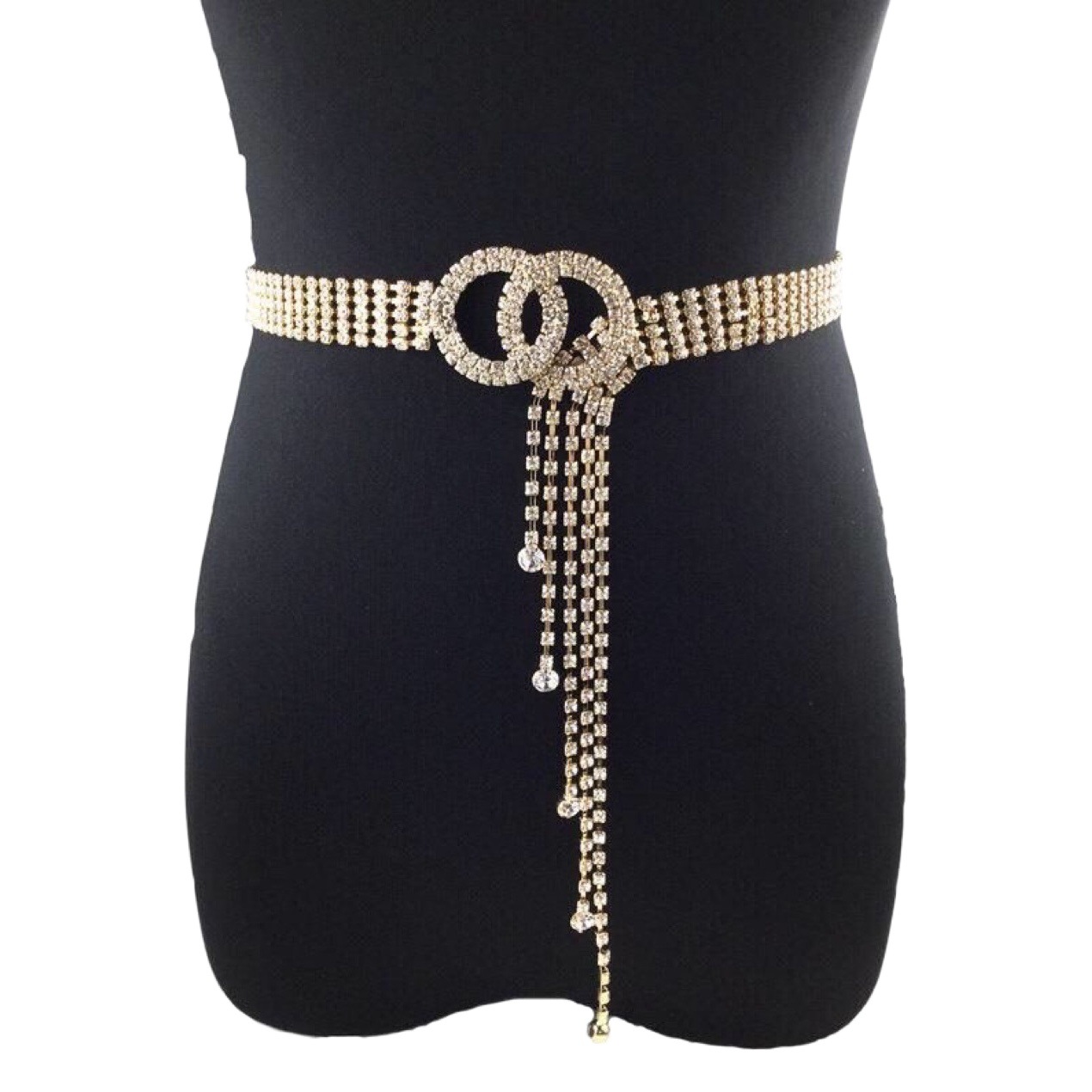 AliExpress Amazon Europe and the United States cross-border explosions double-ring rhinestone full-diamond belt ladies all-match inlaid tassel waist chain