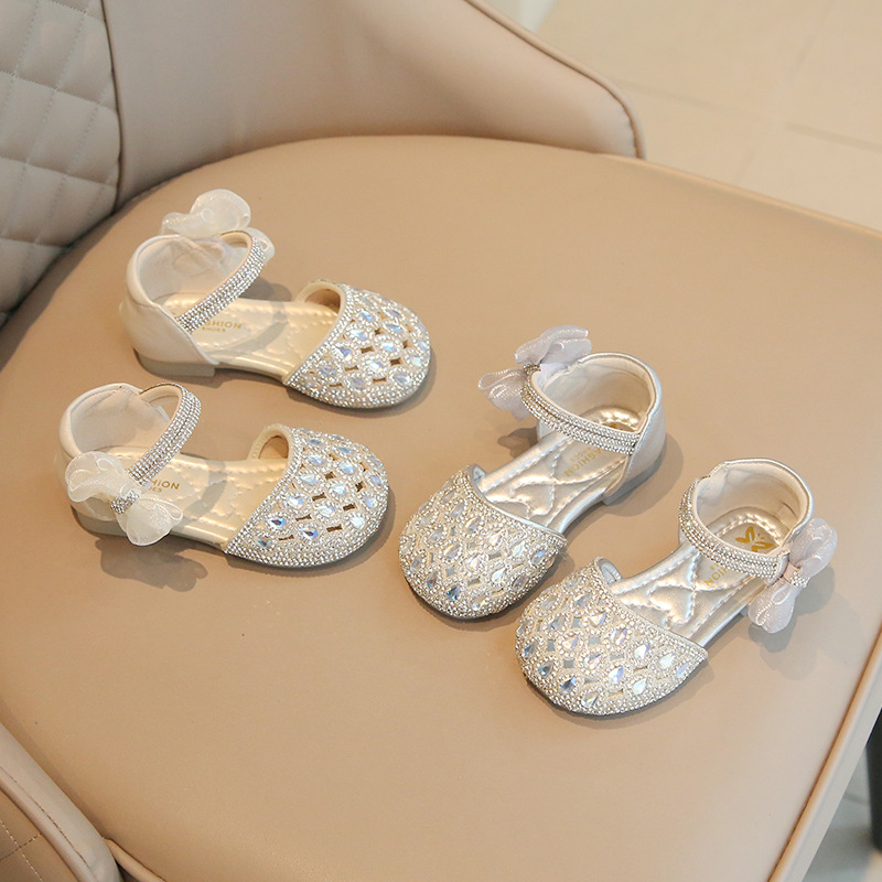 Summer Children's Sandals Hollow Crystal Rhinestone Princess Shoes Baby Girl Shining Shoes Dress Shoes Baby Sandals