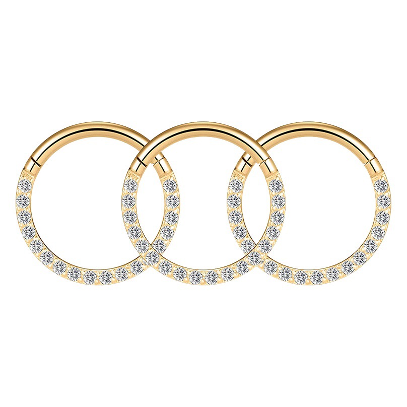 Cross-border European and American fashion titanium steel diamond zircon nose ring multi-functional seamless ring stainless steel body piercing jewelry