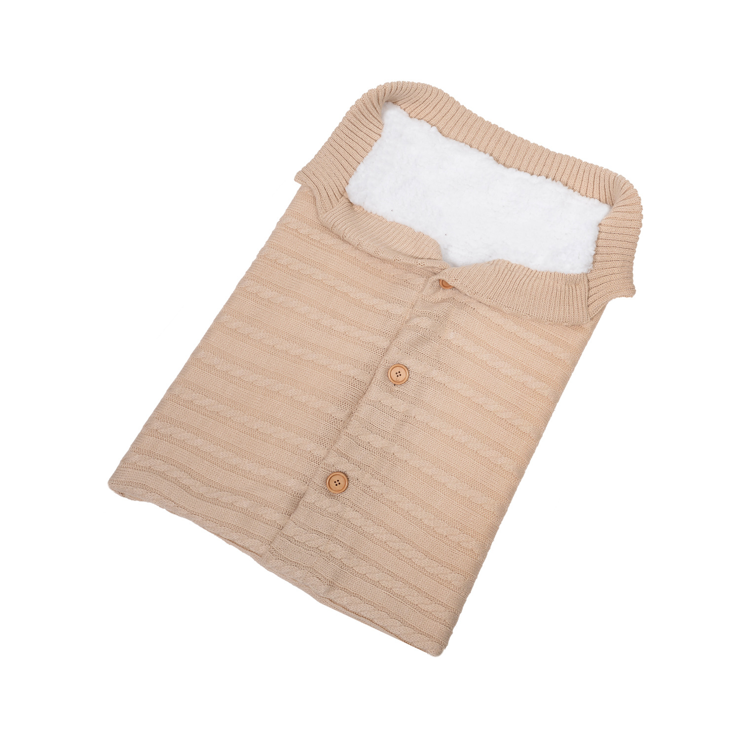 Picture of Wool Knitted Velvet Thickeneded Button Sleeping Bag, Warm and Anti-Jump Sleeping Bag, Baby Outdoor Stroller Sleeping Bag