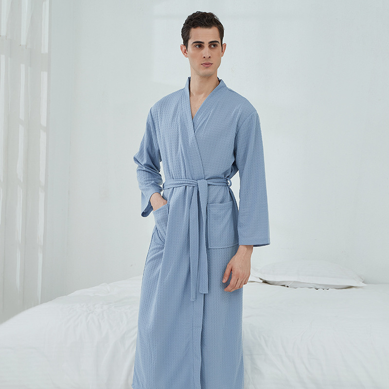 Picture of Cross-border Waffle Bathrobe Sauna Clothes Women's Thin Nightgown Long Couple's Home Clothes Hotel Bathrobe Men's Hair