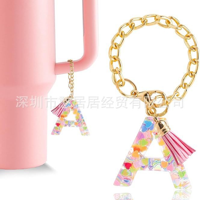 Cross-border New 26 Letter Stanley Cup Cup Chain Tumbler Cup Decorative Chain Decorative Pendant English Cute