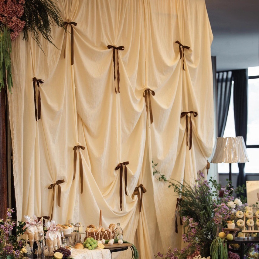 Natural Fabric Base Cloth Decorative Ceiling Hanging Cloth Background Gauze Curtain Proposal Stage Curtain Decorative Cloth 100% Cotton