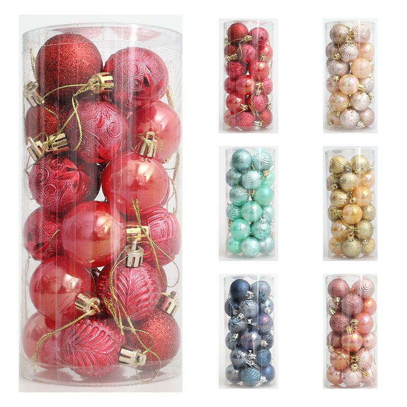 Christmas barrel painted plastic ball Christmas Decorations Christmas tree decoration pendant electroplating ball cross-border wholesale