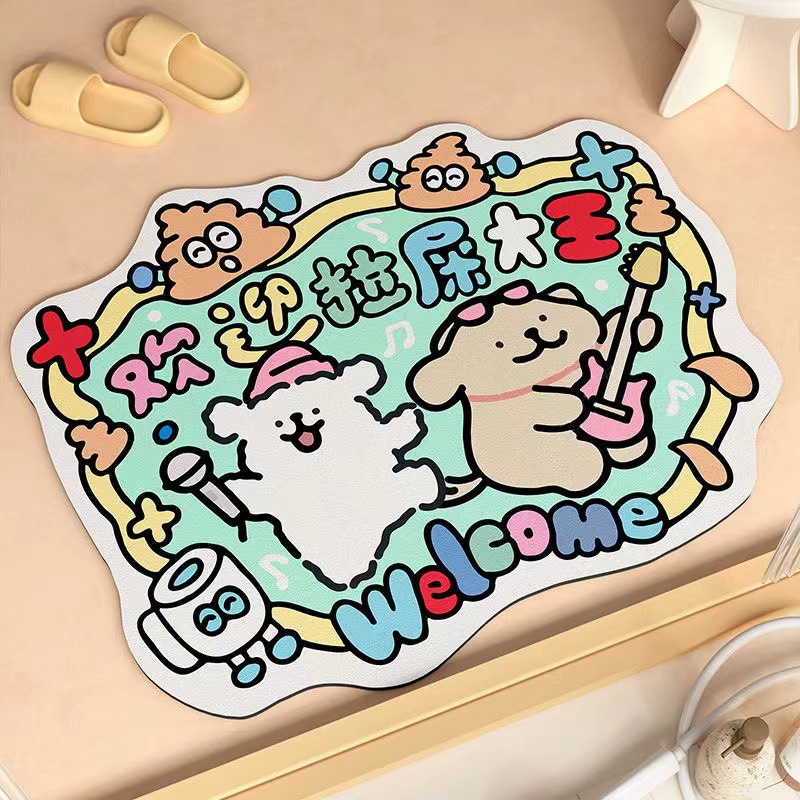 Picture of Diatom Mud Absorbent Floor Mat Cartoon Fun Toilet Bathroom Door Non-Slip Anti-Drop-Resistant Household Special-Shaped Foot Mat