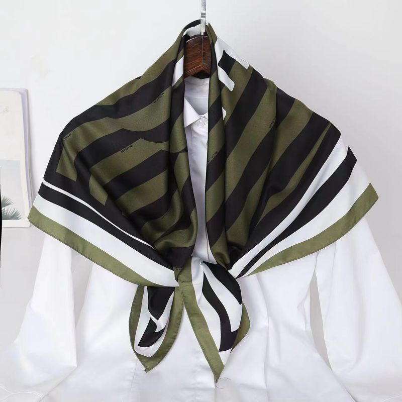 Picture of Autumn and winter all-match shawl animal printed black and white simple large square 90*90CM imitation silk twill silk scarf for women