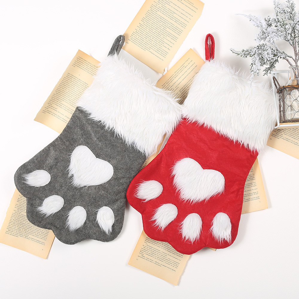 Haobei's New Christmas Decorations Red and Gray Pet Christmas Socks Children's Gift Bags Apple Bags Gift Bags Wholesale