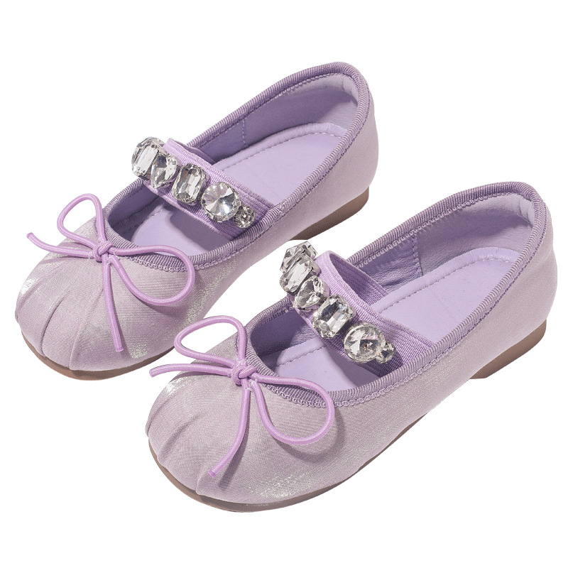 Picture of Girls' Small Leather Shoes 2025 Spring New Kidsren's Rhinestone Elastic Band Princess Shoes Little Girls Non-Slip Soft Sole Shoes