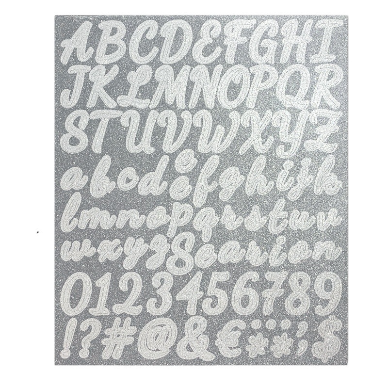 Cross-border Glitter Letter Sticker Silver Digital Creative DIY Personality Decorative Water Cup Mailbox English Letter Sticker