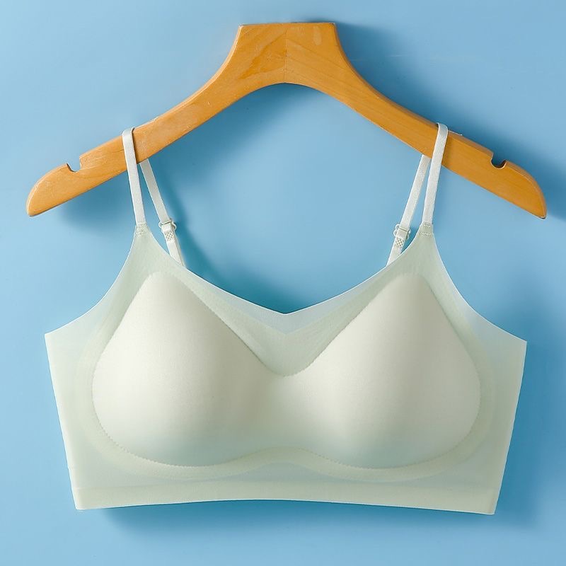 Picture of Naked feeling ice silk without steel ring fixed cup one-piece with breast pad large breast small close accessory breast gathered upper support bra bra