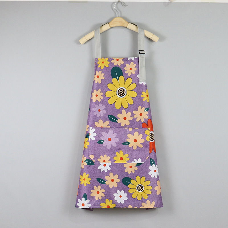 Picture of New kitchen flower half neck adjustable apron women's summer thin breathable waist waterproof and oil-proof wholesale