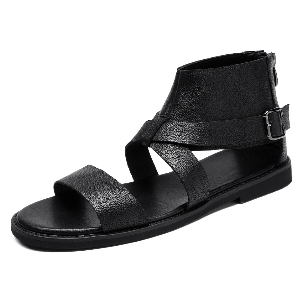 Sandals Men's Genuine Leather Beach Shoes Men's All-match Fashionable Roman Men's Shoes Summer Men's Black Outer Wear Sandals Wholesale